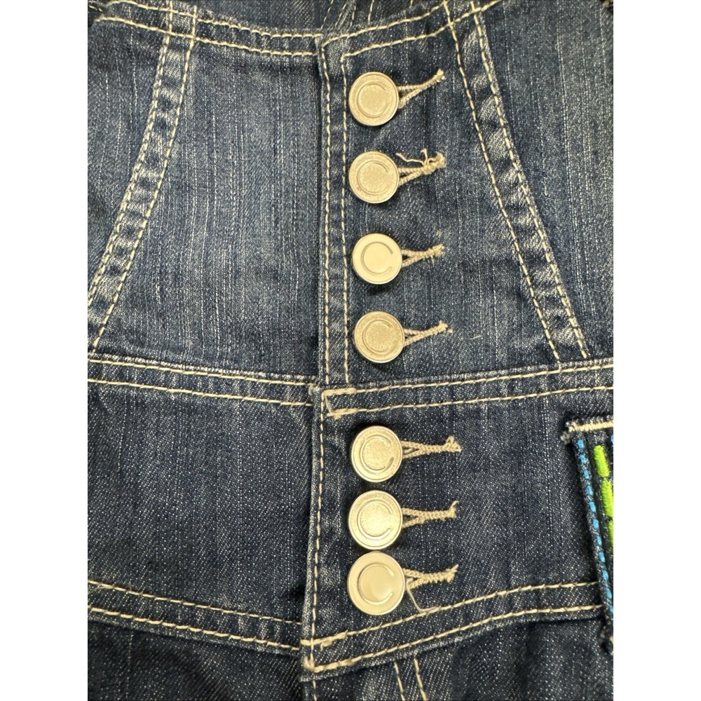 Vtg COOGI Jeans Womens 7/8 Denim Overalls Dress Rainbow Embroidery Y2K GUC - Picture 9 of 11